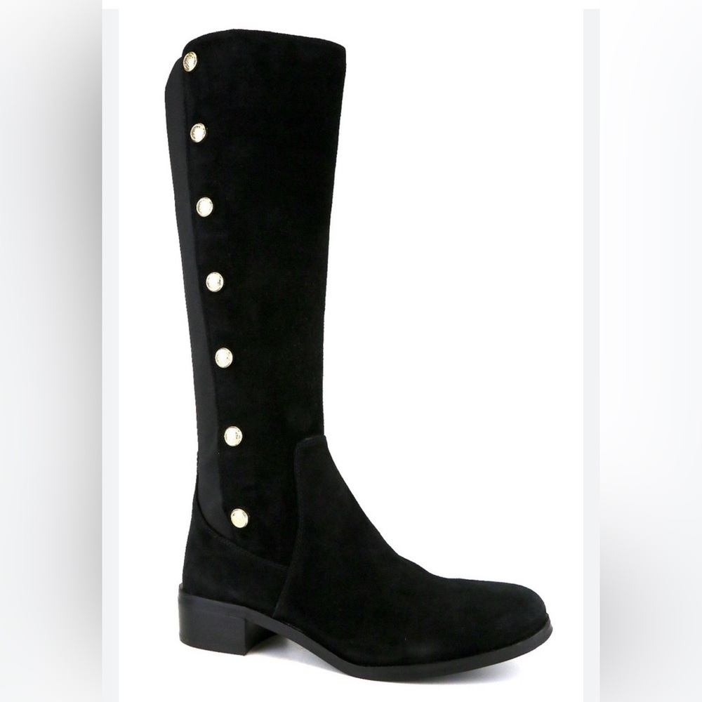 Vince Camuto Black Over-the-Knee Button-Accent Boots